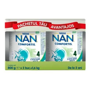 Formula de lapte praf pentru copii, Nestle NAN COMFORTIS 4, de la 2 ani, 2 x 800 g Pachet Promo, Nestle
