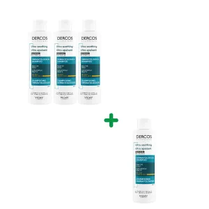 Pachet Dercos sampon ultracalmant pentru scalp sensibil si uscat flacon x 200 ml; Vichy